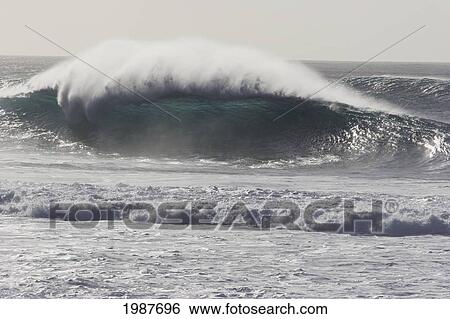 Hawaii, Oahu, North Shore, Pipeline, Big Crashing Wave. View Large Photo Image Stock Photograph - Hawaii, Oahu, North Shore, Pipeline, Big Crashing Wave.. Fotosearch