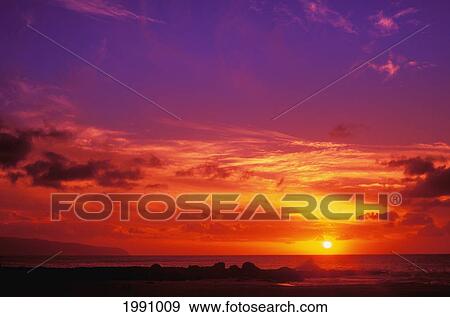 Hawaii, Oahu, North Shore, Sunset View Large Photo Image Stock Photo - Hawaii, Oahu, North Shore, Sunset. Fotosearch