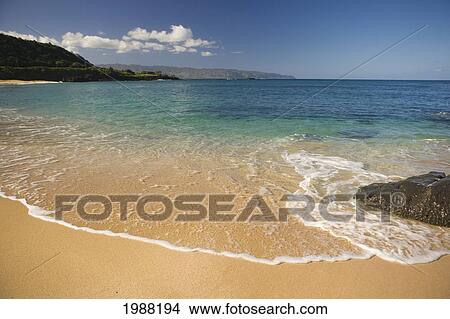Hawaii, Oahu, North Shore, Waimea Bay, Calm Turquoise Ocean View Large Photo Image Picture - Hawaii, Oahu, North Shore, Waimea Bay, Calm Turquoise Ocean. Fotosearch