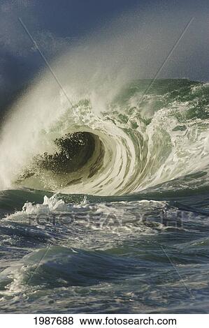 Hawaii, Oahu, North Shore, Waimea Bay, Wild And Crashing Shorebreak. View Large Photo Image Stock Photo - Hawaii, Oahu, North Shore, Waimea Bay, Wild And Crashing Shorebreak.. Fotosearch