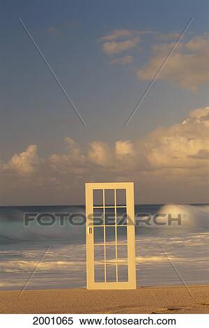 Hawaii, Oahu, North Shore, White Door Frame Along Beach Shoreline, Whitewash Action White Clouds View Large Photo Image Stock Photography - Hawaii, Oahu, North Shore, White Door Frame Along Beach Shoreline, Whitewash Action White Clouds. Fotosearch