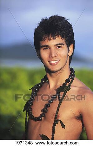Hawaii, Oahu, Outdoor Portrait Of Young Polynesian Man. View Large Photo Image Stock Photo - Hawaii, Oahu, Outdoor Portrait Of Young Polynesian Man.. Fotosearch