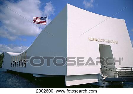 Hawaii, Oahu, Pearl Harbor, Close-Up Exterior Of U. S. S. Arizona Memorial, American Flag View Large Photo Image Stock Image - Hawaii, Oahu, Pearl Harbor, Close-Up Exterior Of U. S. S. Arizona Memorial, American Flag. Fotosearch