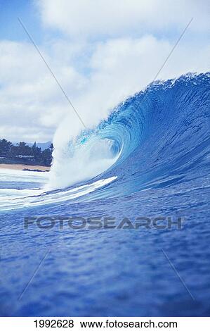 Stock Photo - Hawaii, Oahu, Perfect Wave At Pipeline.. Fotosearch