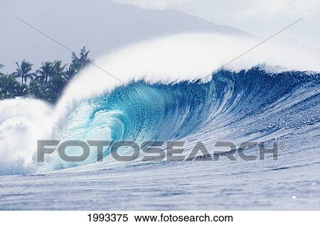 Stock Photography - Hawaii, Oahu, Perfect Wave At Pipeline.. Fotosearch