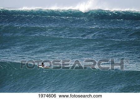 Hawaii, Oahu, Pipeline, Beautiful Set Of Waves With Surfer. View Large Photo Image Stock Photograph - Hawaii, Oahu, Pipeline, Beautiful Set Of Waves With Surfer.. Fotosearch