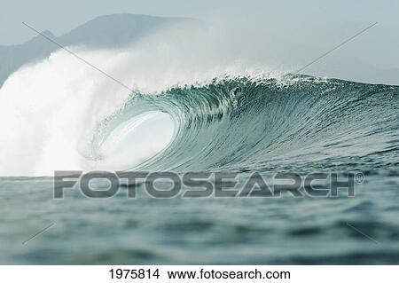 Picture - Hawaii, Oahu, Pipeline, Wave Breaking.. Fotosearch