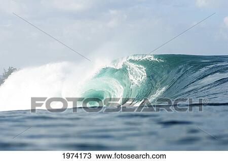 Stock Image - Hawaii, Oahu, Pipeline, Wave Breaking.. Fotosearch