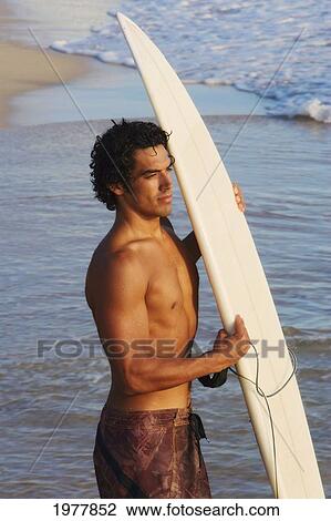Hawaii, Oahu, Sexy Surfer Guy Stands On The Shore. View Large Photo Image Stock Image - Hawaii, Oahu, Sexy Surfer Guy Stands On The Shore.. Fotosearch