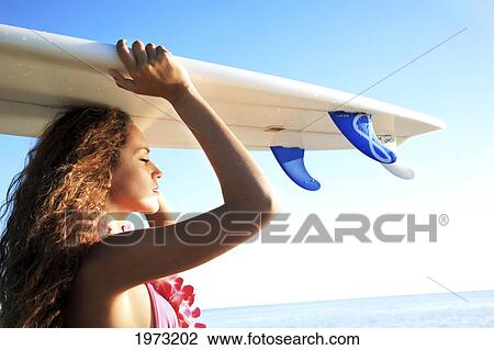 Stock Image - Hawaii, Oahu, Surfer Girl Enjoying A Day Out. Editorial Use Only.. Fotosearch