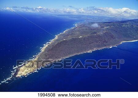 Hawaii, Oahu, View Of Kaena Point From Leeward Side, Aerial. View Large Photo Image Stock Photo - Hawaii, Oahu, View Of Kaena Point From Leeward Side, Aerial.. Fotosearch