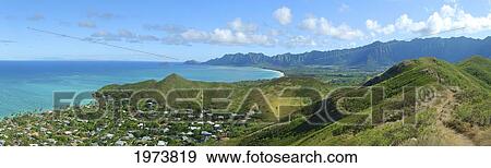 Stock Photo - Hawaii, Oahu, View Of Windward Oahu. (Part 3 Of 3; Panoramic). Fotosearch