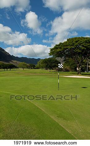 Stock Photo - Hawaii, Oahu, Waianae, Makaha Resort, View From The 18Th Hole.. Fotosearch