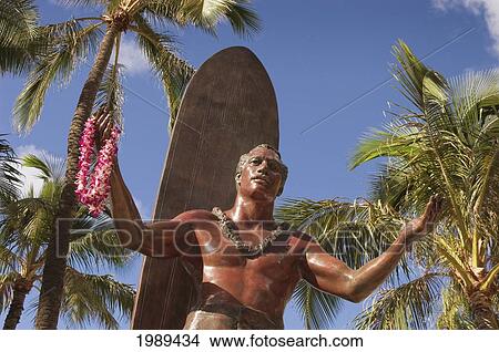 Hawaii, Oahu, Waikiki, Duke Kahanamoku Statue In Front Of Kuhio Beach Park. View Large Photo Image Picture - Hawaii, Oahu, Waikiki, Duke Kahanamoku Statue In Front Of Kuhio Beach Park.. Fotosearch