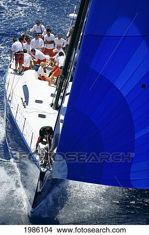 Hawaii, Oahu, Waikiki Offshore Series 2005, Sailboat On Blue Ocean. View Large Photo Image Picture - Hawaii, Oahu, Waikiki Offshore Series 2005, Sailboat On Blue Ocean.. Fotosearch