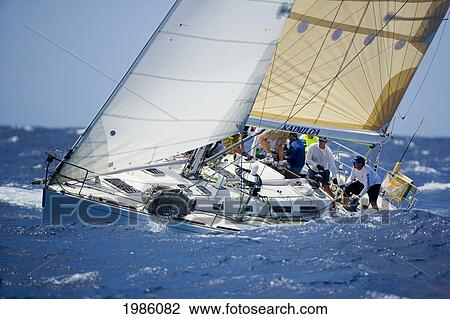 Hawaii, Oahu, Waikiki Offshore Series 2005, Sailboat On Blue Ocean. View Large Photo Image Stock Image - Hawaii, Oahu, Waikiki Offshore Series 2005, Sailboat On Blue Ocean.. Fotosearch
