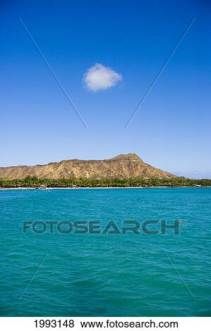 Hawaii, Oahu, Waikiki, View Of Turquoise Water And Diamond Head View Large Photo Image Stock Photo - Hawaii, Oahu, Waikiki, View Of Turquoise Water And Diamond Head. Fotosearch