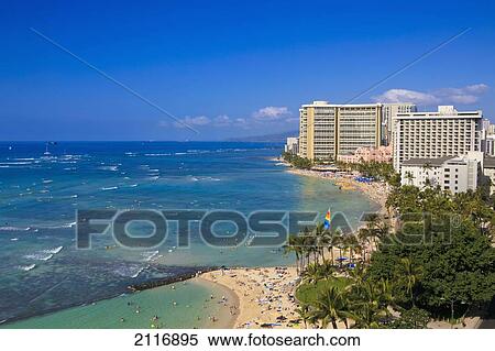 Hawaii, Oahu, Waikiki, View of Waikiki Beach, tourists, and famous hotels. View Large Photo Image Stock Photography - Hawaii, Oahu, Waikiki, View of Waikiki Beach, tourists, and famous hotels.. Fotosearch