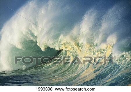 Stock Photo - Hawaii, Oahu, Waimea Shore Break. Fotosearch