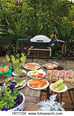 Hawaii, Outdoor Barbecue With Steaks, Salmon, Chicken And Side Dishes. View Large Photo Image Picture - Hawaii, Outdoor Barbecue With Steaks, Salmon, Chicken And Side Dishes.. Fotosearch