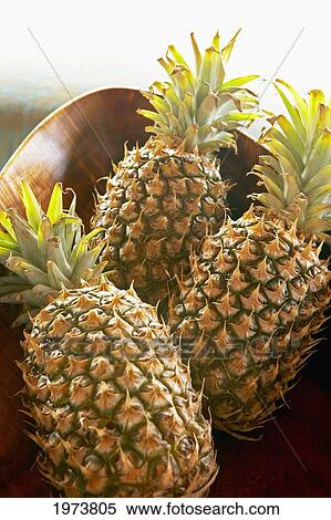 Stock Photography - Hawaii, Platter Of Large Pineapples.. Fotosearch