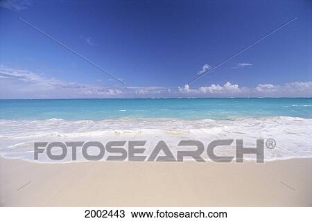 Hawaii, Pristine White Sand Beach With Clear Turquoise Water, Blue Sky On Horizon View Large Photo Image Stock Image - Hawaii, Pristine White Sand Beach With Clear Turquoise Water, Blue Sky On Horizon. Fotosearch