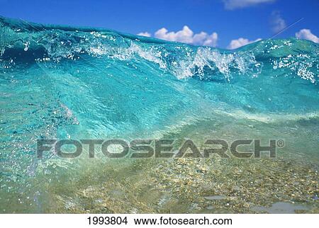 Picture - Hawaii, Ripple Of Crystal Clear And Turquoise Water Breaks On Sandy Shore.. Fotosearch
