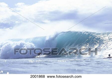 Hawaii, Sean Briley Cuts In Front Of Large Crashing Wave, Shimmery View Large Photo Image Stock Photo - Hawaii, Sean Briley Cuts In Front Of Large Crashing Wave, Shimmery. Fotosearch