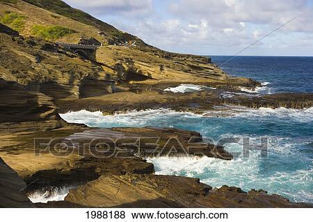 Hawaii, Southeast Oahu, Portlock Coast, Ocean Crashing Against Rocky Coastline View Large Photo Image Stock Photo - Hawaii, Southeast Oahu, Portlock Coast, Ocean Crashing Against Rocky Coastline. Fotosearch