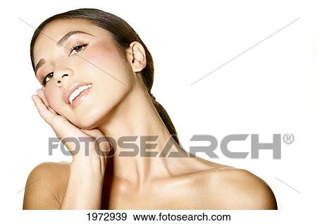 Stock Photo - Hawaii, Studio Headshot Of A Beautiful Girl.. Fotosearch