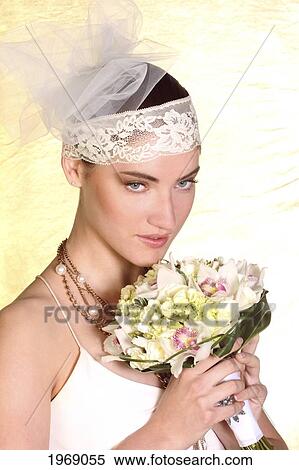 Stock Photography - Hawaii, Studio Shot Of A Beautiful Woman In Wedding Attire.. Fotosearch