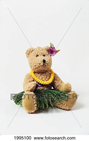 Stock Image - Hawaii, Studio Shot Of A Hula Bear Wearing A Lei.. Fotosearch