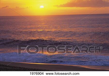 Hawaii, Sunset At The Beach. View Large Photo Image Picture - Hawaii, Sunset At The Beach.. Fotosearch