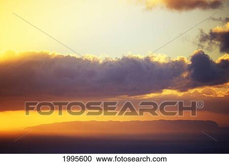 Hawaii, Sunset Over Niihau, From Kauai, Golden Sky View Large Photo Image Stock Image - Hawaii, Sunset Over Niihau, From Kauai, Golden Sky. Fotosearch