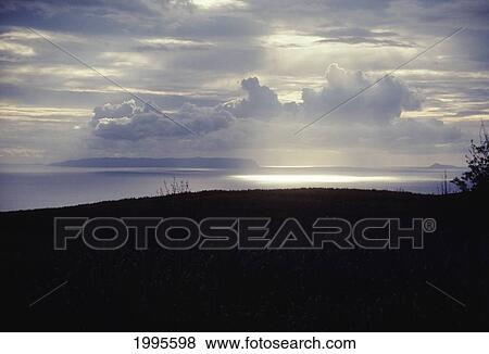 Hawaii, Sunset Over Niihau, From Kauai View Large Photo Image Stock Photo - Hawaii, Sunset Over Niihau, From Kauai. Fotosearch