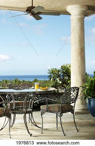 Hawaii, Veranda Lanai Overlooking Beautiful Ocean. View Large Photo Image Stock Image - Hawaii, Veranda Lanai Overlooking Beautiful Ocean.. Fotosearch