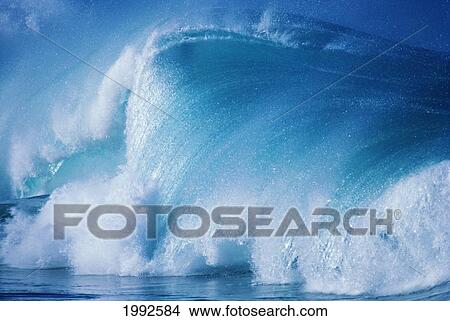 Hawaii, Wave Crashing With Spray. View Large Photo Image Picture - Hawaii, Wave Crashing With Spray.. Fotosearch