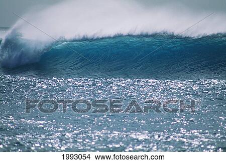 Hawaii, Wave With Spray And Water Reflections. View Large Photo Image Picture - Hawaii, Wave With Spray And Water Reflections.. Fotosearch