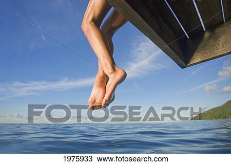 Hawaii, Womans Legs Hanging From Dock. View Large Photo Image Stock Image - Hawaii, Womans Legs Hanging From Dock.. Fotosearch