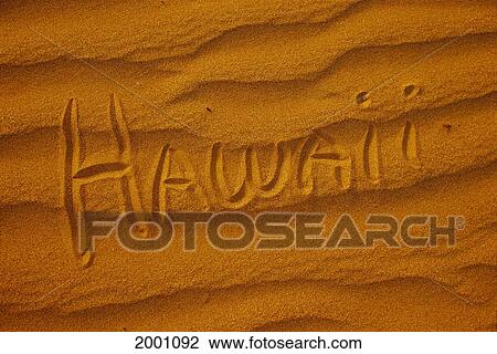 Hawaii, Written On Golden, Rippled Sand Capital Letters View Large Photo Image Stock Image - Hawaii, Written On Golden, Rippled Sand Capital Letters. Fotosearch