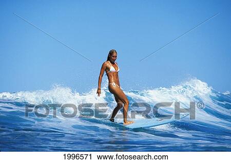 Hawaii, Young Caucasian Woman Surfing Wave In White Bikini View Large Photo Image Stock Image - Hawaii, Young Caucasian Woman Surfing Wave In White Bikini. Fotosearch