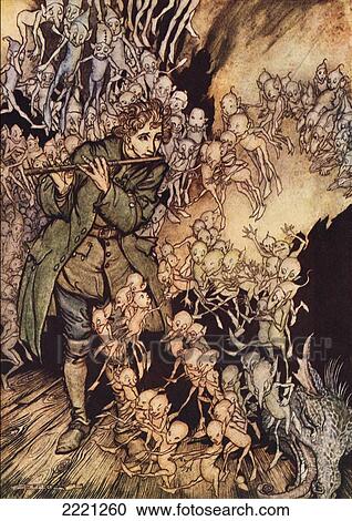 He Played Until The Room Was Entirely Filled With Gnomes. Illustration By Arthur Rackham From Grimm's Fairy Tale, The Gnome, Published Late 19Th Century. View Large Photo Image Stock Image - He Played Until The Room Was Entirely Filled With Gnomes. Illustration By Arthur Rackham From Grimm's Fairy Tale, The Gnome, Published Late 19Th Century.. Fotosearch
