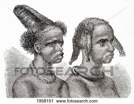 Headdresses Of South African Native Women In The 19Th Century. From Africa By Keith Johnston, Published 1884. View Large Photo Image Stock Image - Headdresses Of South African Native Women In The 19Th Century. From Africa By Keith Johnston, Published 1884.. Fotosearch