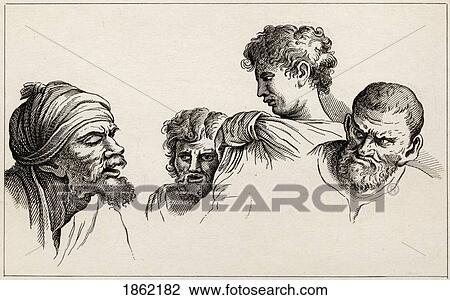 Heads From The Cartoons At Hampton Court From The Works Of Hogarth Published London 1833 View Large Photo Image Stock Image - Heads From The Cartoons At Hampton Court From The Works Of Hogarth Published London 1833. Fotosearch