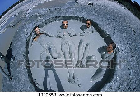 Stock Image - Healing Mud Pool, Formentara. Fotosearch