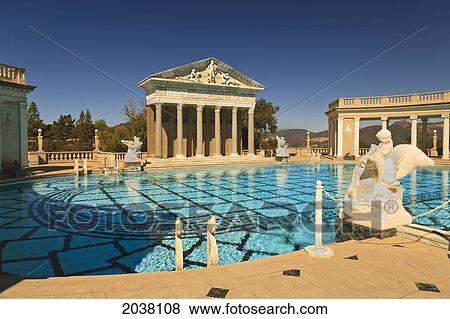 Stock Photo - Hearst Castle A Mediterranean Style Mansion Atop A Hill Near San Simeon; California United States Of America. Fotosearch
