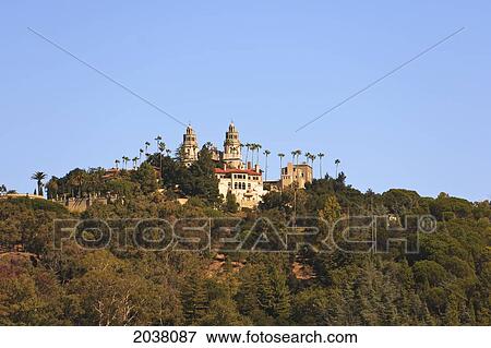 Hearst Castle Mediterranean Style Mansion Atop Hill Near San Simeon; California United States Of America View Large Photo Image Stock Photo - Hearst Castle Mediterranean Style Mansion Atop Hill Near San Simeon; California United States Of America. Fotosearch