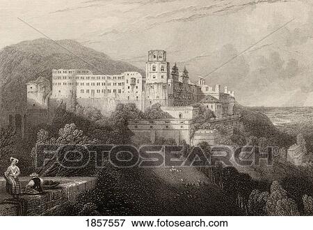Stock Photo - Heidelberg Castle, Heidelberg, Germany. Engraved By J. T. Willmore From A 19Th Century Print By D. Roberts.. Fotosearch
