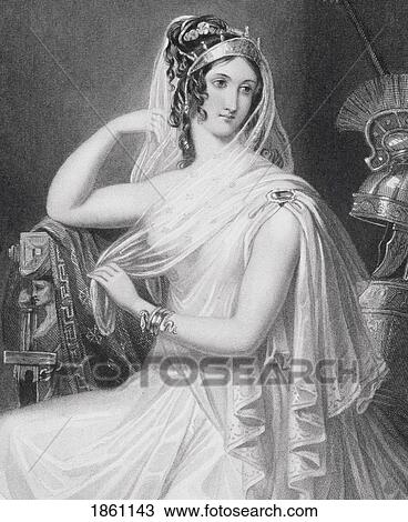 Stock Image - Helen Of Troy Imaginary 19Th Century Portrait. Fotosearch