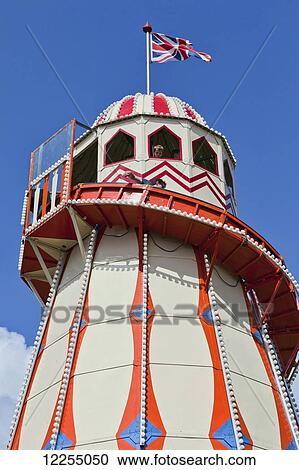 Stock Image - Helter Skelter at a music festival; Dorset, England. Fotosearch